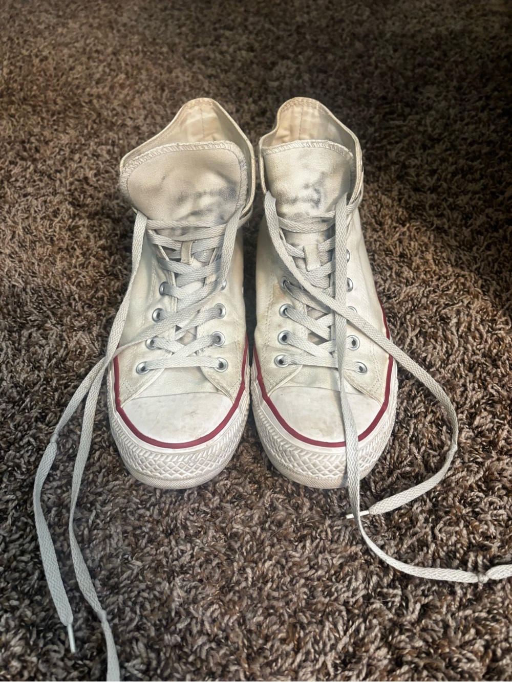 Men’s Classic White Canvas High-Top Sneakers with Red Trim